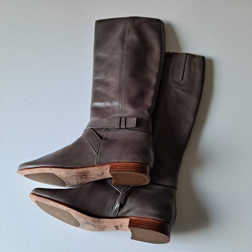 Cole Haan Russell Leather Equestrian Riding Boots Ironstone Gray Women Size 7.5 - Picture 8 of 16